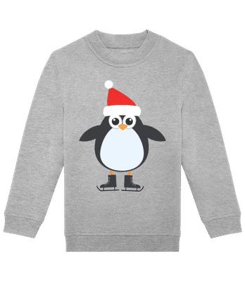 Schlittschuh Pinguin 1 - Kinder Standard Pullover - Grau meliert - Vorne