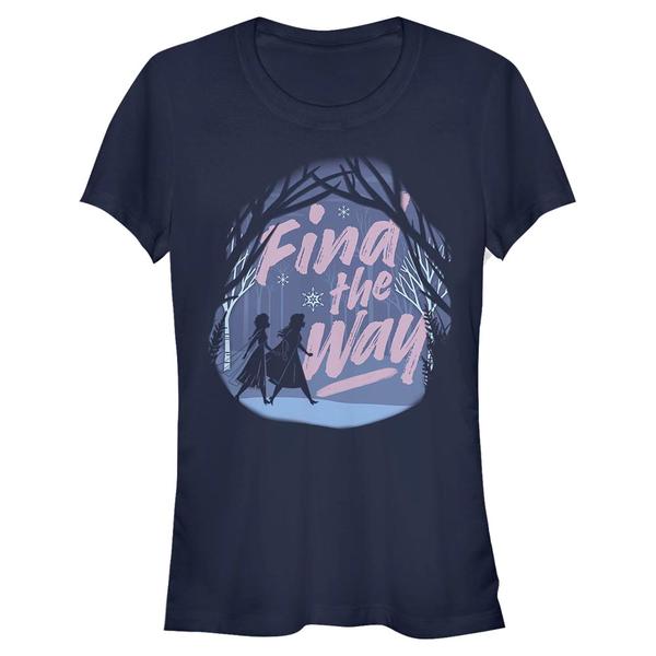 Aperçu: Disney - La Reine des neiges - Elsa & Anna Paper Winter - Femme T-shirt - Bleu marine - Devant