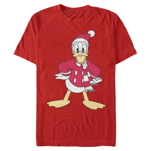 Aperçu: Disney Classics - Mickey Mouse - Donald Duck Donald Hat - Christmas - Homme T-shirt - Rouge - Devant