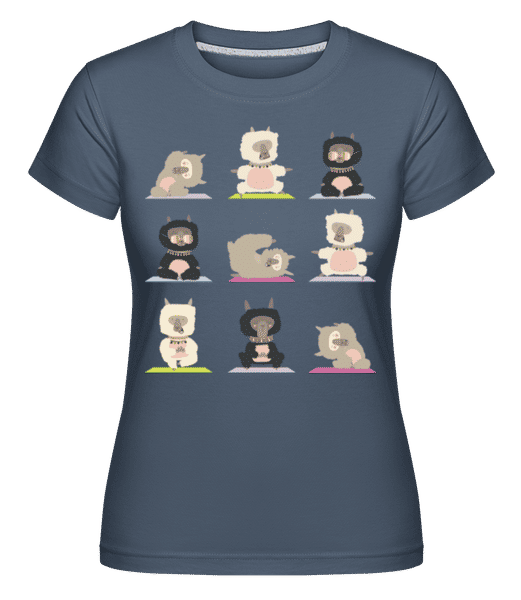 Aperçu:  Lama-yoga - T-shirt Shirtinator femme - Bleu denim - Devant