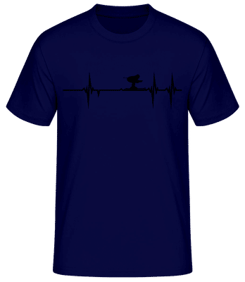 Ski Heartbeat - Men's Basic T-Shirt - Navy - Front