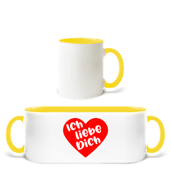 Ich Liebe Dich - Tasse zweifarbig - Weiß / Gelb - Vorne