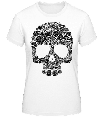 Flower Skull - Dámske basic tričko - Biela - Predné