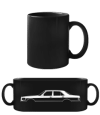 'Mercedes 500 SE W126' Silhouette - Čierny hrnček - Čierna - Predné