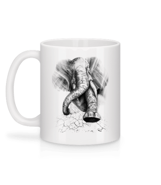 Aperçu: Éléphant en colère - Mug en céramique blanc - Blanc - Derrière