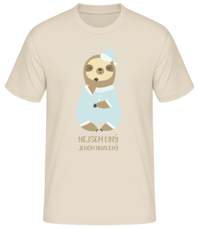 Náhled: Nejsem Líný Jenom Unavený - Pánské basic tričko - Krémová - Napřed
