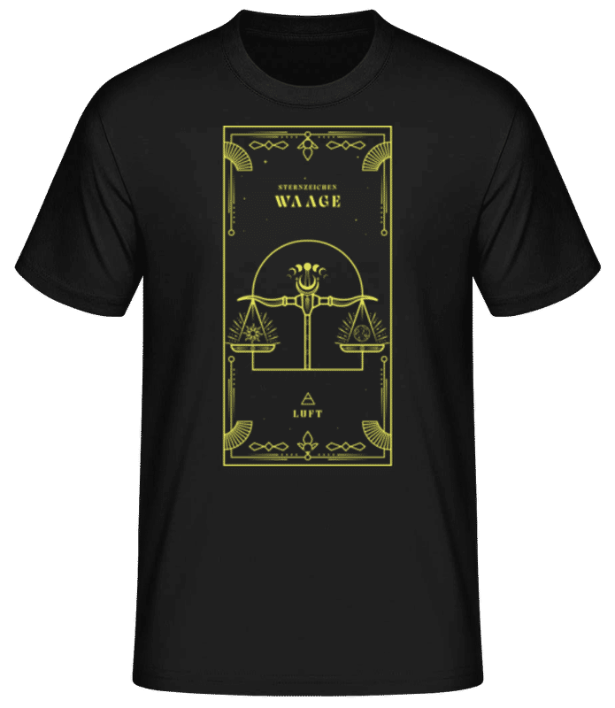 Vorschau: Art Deco Sternzeichen Waage - Männer Basic T-Shirt - Schwarz - Vorne