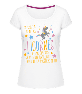 Je Suis La Reine Des Licornes - T-shirt à col rond Megan - Blanc - Vorn