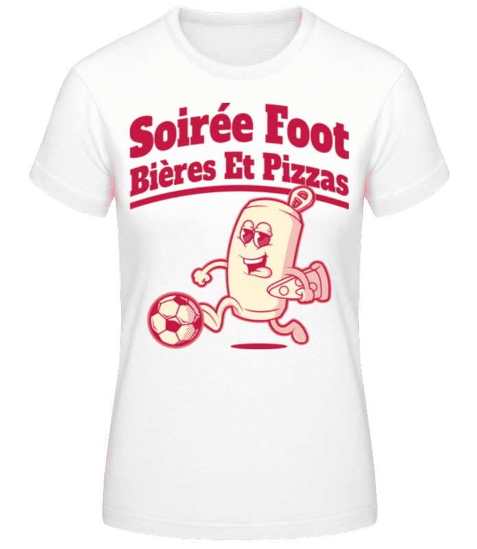 Aperçu: Soirée Foot Bières Et Pizzas - T-shirt femme B&C - Blanc - Devant