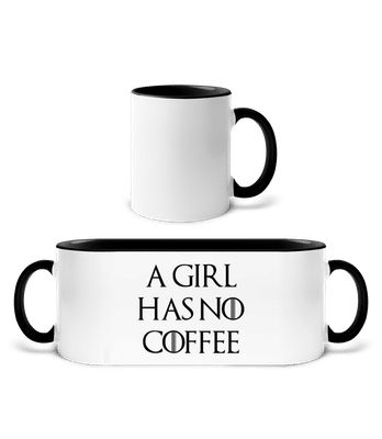 A Girl Has No Coffee - Tasse zweifarbig - Weiß / Schwarz - Vorne