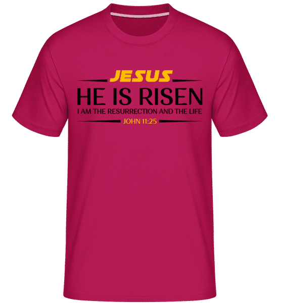 Aperçu: Jesus Is Risen -  T-Shirt Shirtinator homme - Magenta - Devant