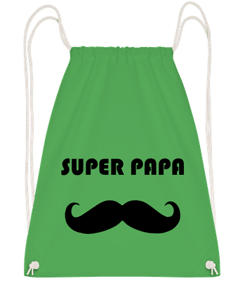 Super Papa Mustache - Drawstring batoh so šnúrkami - Irish green - Predné