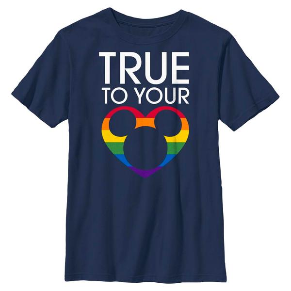 Aperçu: Disney Classics - Mickey Mouse - Mickey True To Pride - Pride - Enfant T-shirt - Bleu marine - Devant