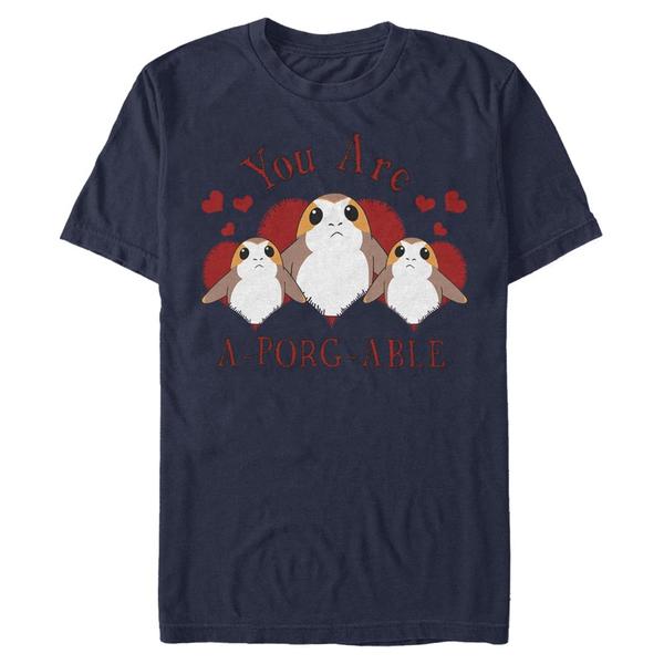 Aperçu: Star Wars - Le Réveil de la Force - Porg A--Able - Valentine's Day - Homme T-shirt - Bleu marine - Devant