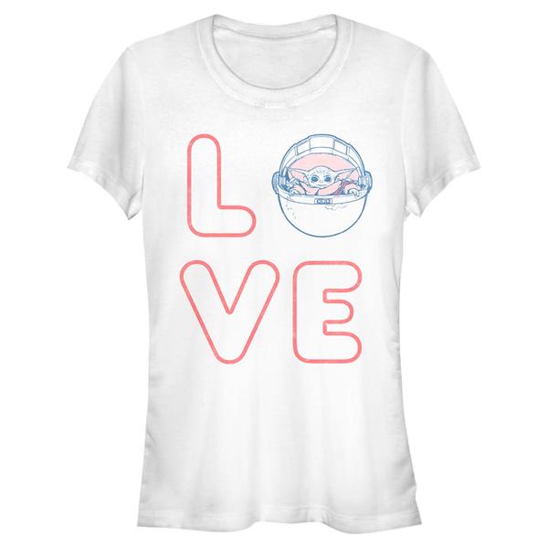 Aperçu: Star Wars - The Mandalorian - Grogu Love Stacked - Valentine's Day - Femme T-shirt - Blanc - Devant