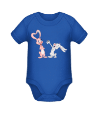 Love Rabbits Comic - Body manches courtes bio - Bleu royal - Devant