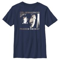 Star Wars - Obi-Wan Kenobi - Obi-Wan Kenobi & Darth Vader Peace is the Way - Kids T-Shirt - Navy - Front