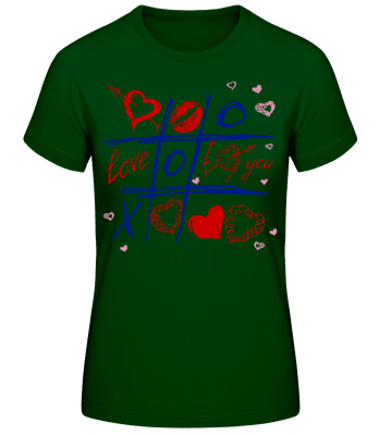 Love Raster Valentine - Frauen Basic T-Shirt - Flaschengrün - Vorne