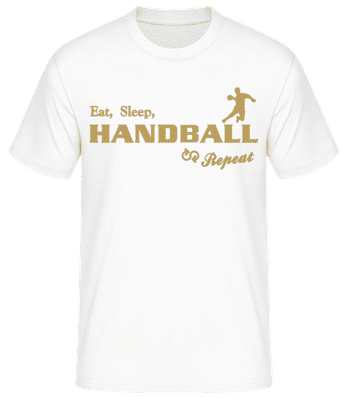 Eat, Sleep, Handball & Repeat - Männer Basic T-Shirt - Weiß - Vorne