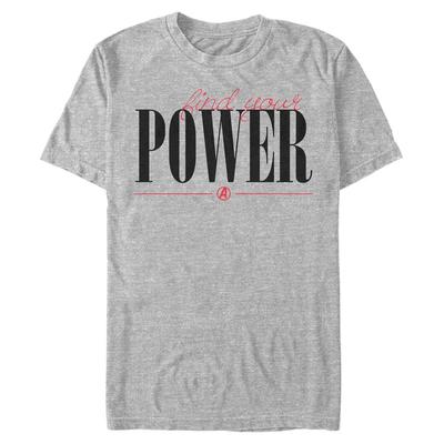 Marvel - Avengers - Text Power Script - Pánské Tričko - Melírově šedá - Napřed