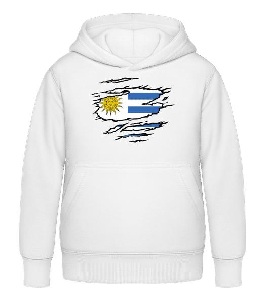 Aperçu: Drapeau déchiré Uruguay - Sweat à capuche Enfant - Blanc - Devant