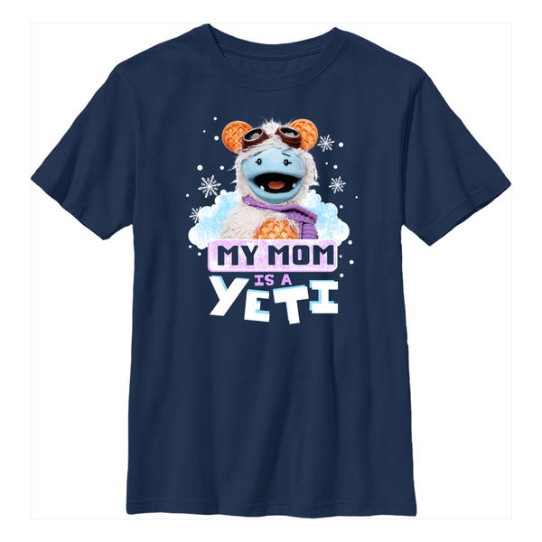 Aperçu: Netflix - Gaufrette et Mochi - Waffle Yeti Mom - Enfant T-shirt - Bleu marine - Devant