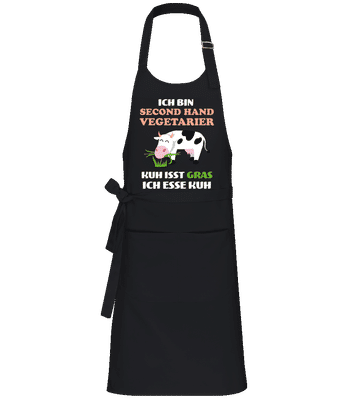 Second Hand Vegetarier - Profi Kochschürze - Schwarz - Vorne