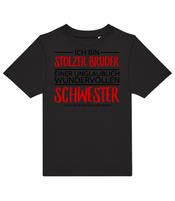 Stolzer Bruder Einer Schwester - Kinder T-Shirt B&C - Schwarz - Vorne