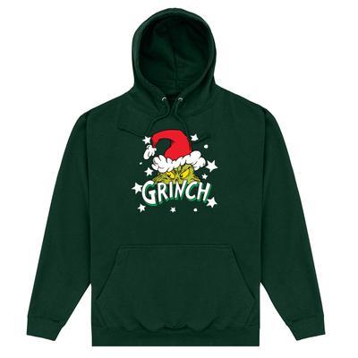 The Grinch - Le Grinch - Graphique étoiles du Père Noël - Noël - Unisex Sweat à capuche - Vert bouteille - Devant
