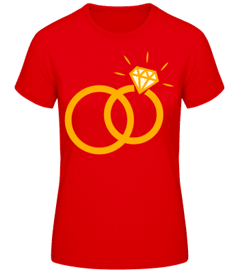 Diamond Wedding Rings - Women's Basic T-Shirt - Red - Front