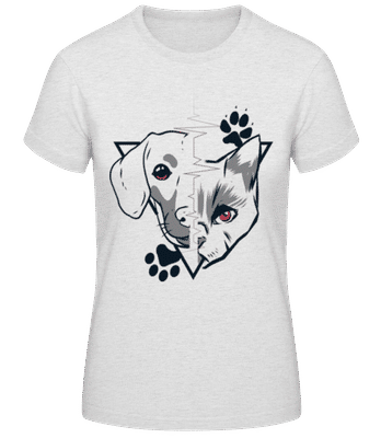 Cat And Dog - Women's Basic T-Shirt - Heather grey - Front