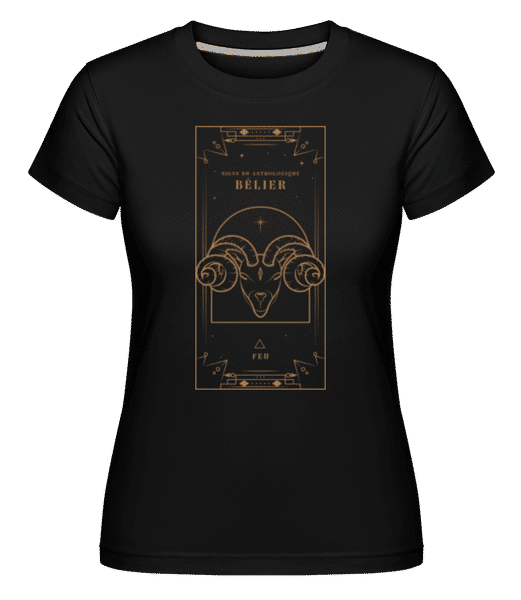 Aperçu: Art Déco Signe Astrologique Bélier -  T-shirt Shirtinator femme - Noir - Devant