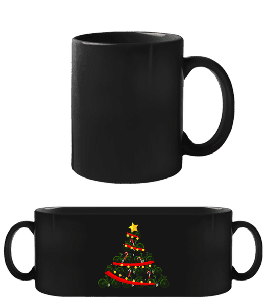 Aperçu: Arbre de Noël à vélo - Tasse Noire - Noir - Devant