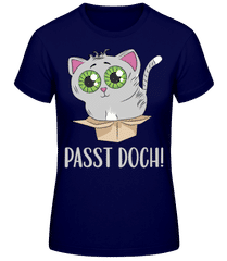 Katze Im Karton – Passt Doch · Frauen Basic T-Shirt