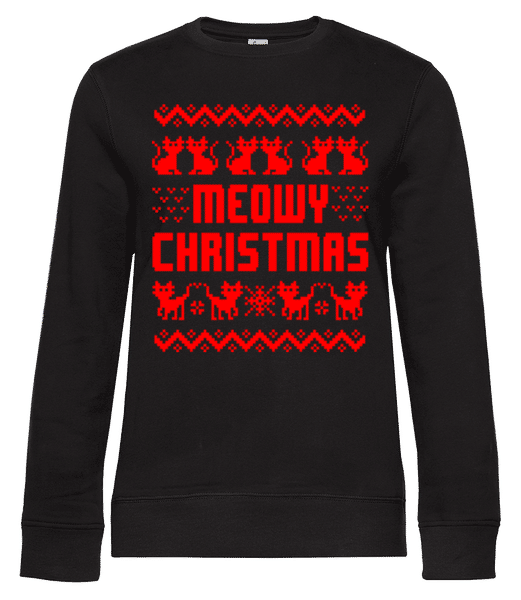Aperçu: Meowy Christmas - Sweat-shirt standard pour femme - Noir - Devant