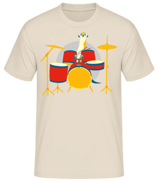 Aperçu: Meerkat Playing Drums - T-shirt standard Homme - Crème - Devant