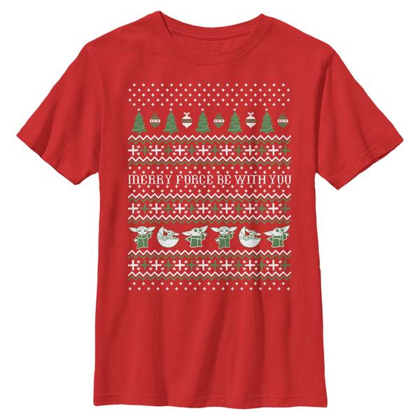 Aperçu: Star Wars - The Mandalorian - The Child Ugly Sweater - Christmas - Enfant T-shirt - Rouge - Devant