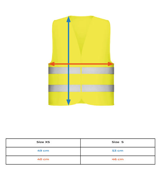 Aperçu: Gilet de sécurité pour enfants - Tableau des tailles