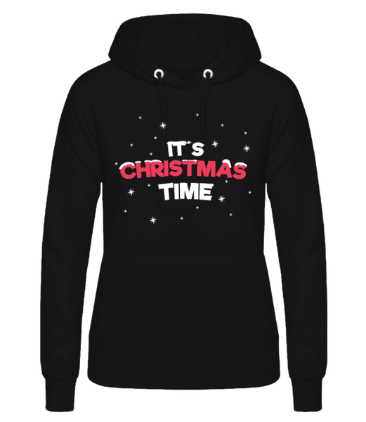 Aperçu: It's Christmas Time - Sweat à capuche Femme - Noir - Devant