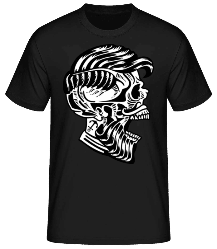 Náhled: Hipster Skull - Pánské basic tričko - Černá - Napřed