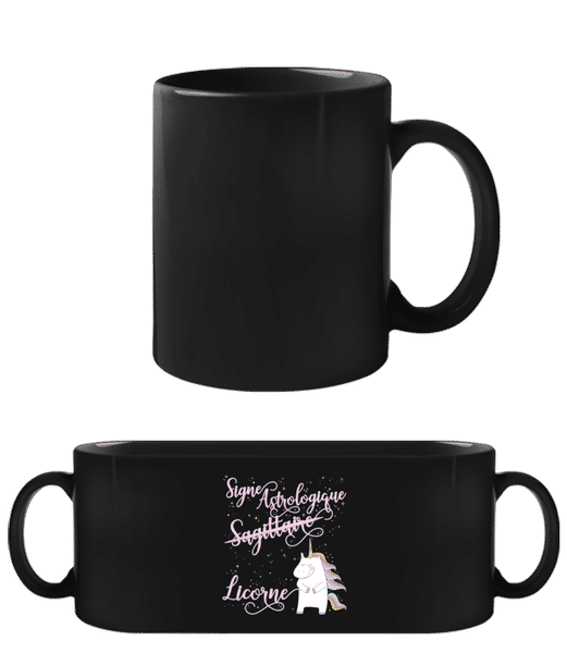 Aperçu: Signe Astrologique Licorne Sagittaire - Tasse Noire - Noir - Devant
