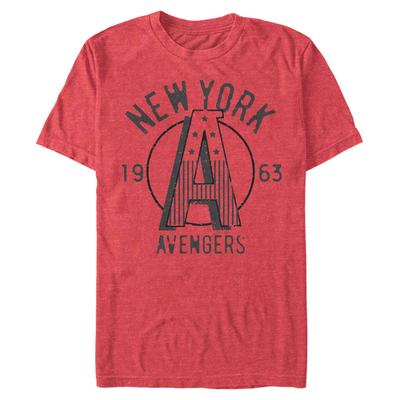 Marvel - Avengers - Logo Avengers New York - Pánske Tričko - Melírovo červená - Predné