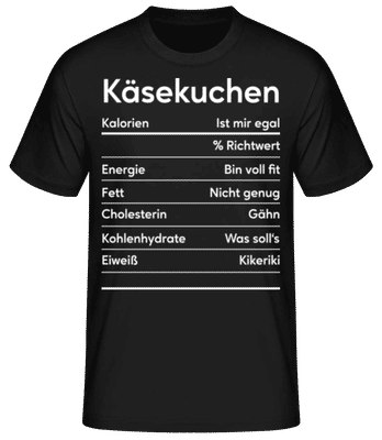 Käsekuchen Nährwerte - Männer Basic T-Shirt - Schwarz - Vorne