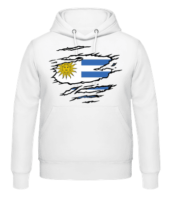 Drapeau déchiré Uruguay - Sweat à capuche Homme - Blanc - Devant