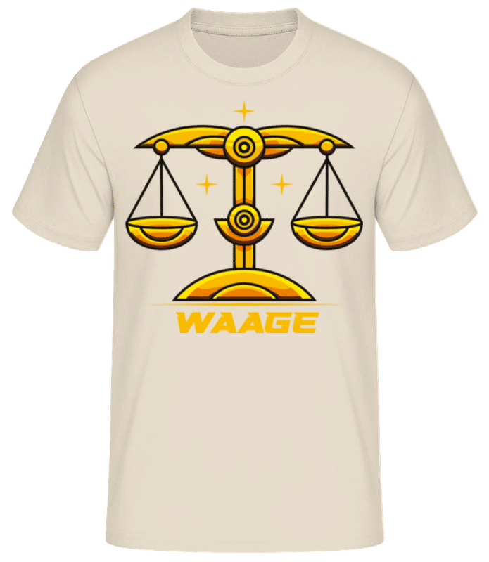 Vorschau: Mecha Roboter Sternzeichen Waage - Männer Basic T-Shirt - Creme - Vorne