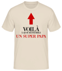 Voilà Un Super Papa - T-shirt standard Homme - Crème - Devant
