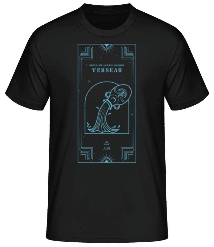 Aperçu: Art Déco Signe Astrologique Verseau - T-shirt standard Homme - Noir - Devant