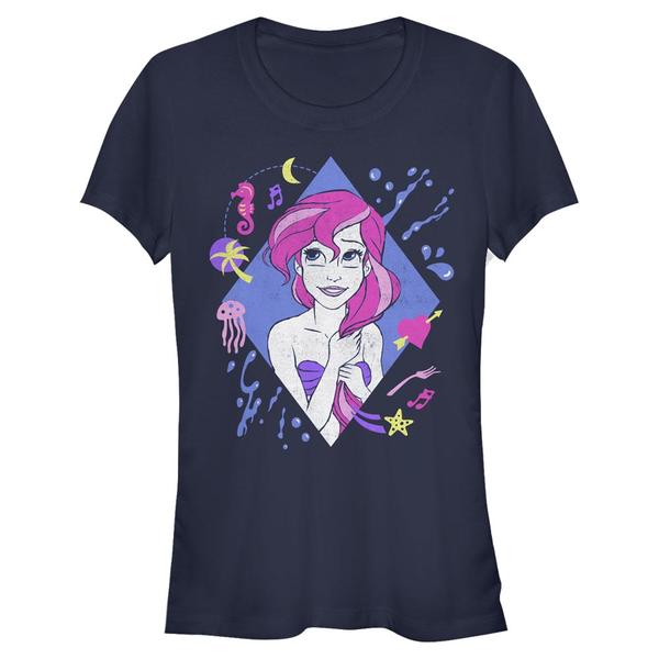 Aperçu: Disney - Ariel La Petite Sirène - Malá mořská víla 90S - Femme T-shirt - Bleu marine - Devant