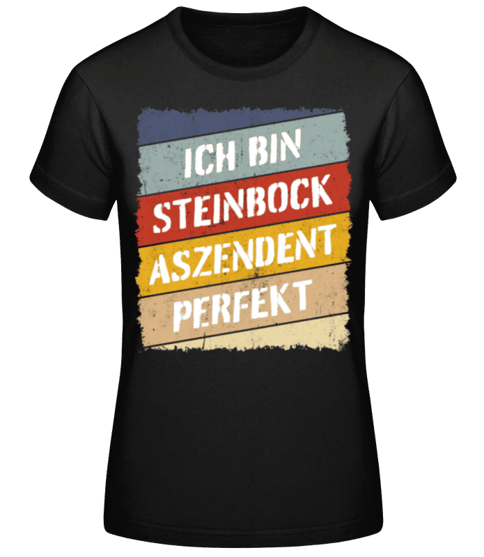 Vorschau: Steinbock Aszendent Perfekt Retro Stil - Frauen Basic T-Shirt - Schwarz - Vorne
