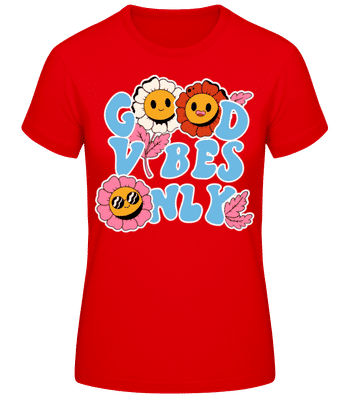 Good Vibes Only - Women's Basic T-Shirt - Red - Front